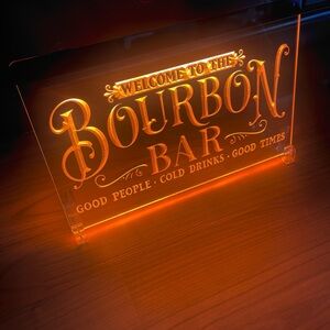 BOURBON BAR LED NEON ORANGE LIGHT SIGN 8x12